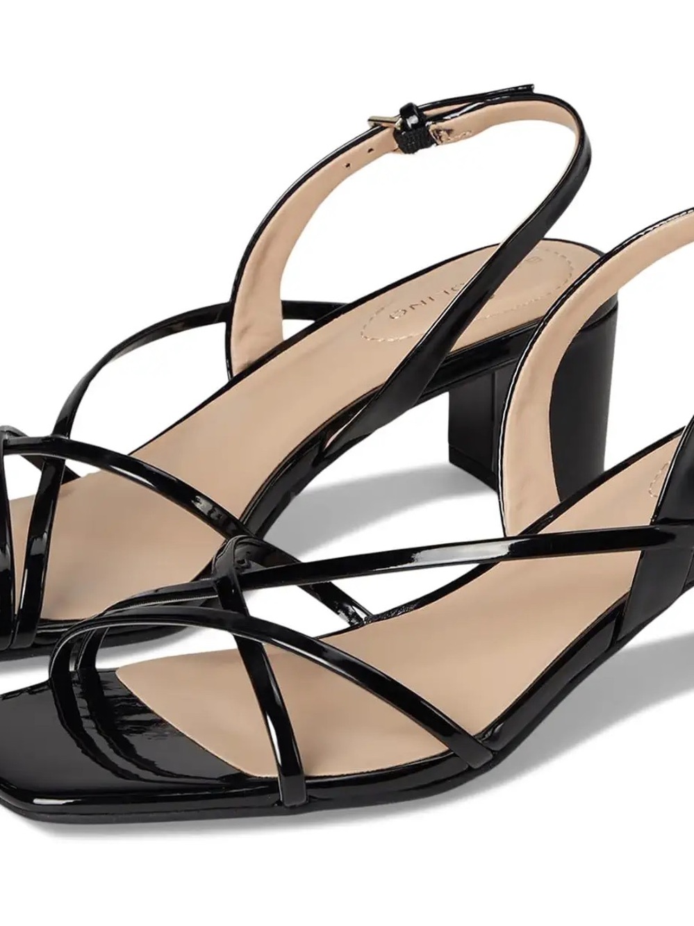 Bandolino Black Patent Strappy Block Heel Sandals